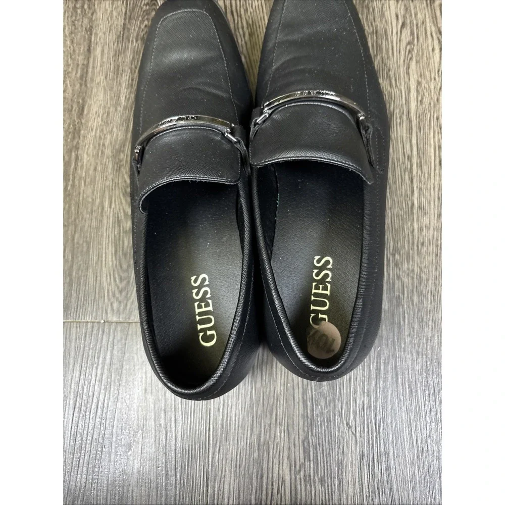 Guess Slip On Loafers Men's 10.5 Black Square Toe Dress Shoes